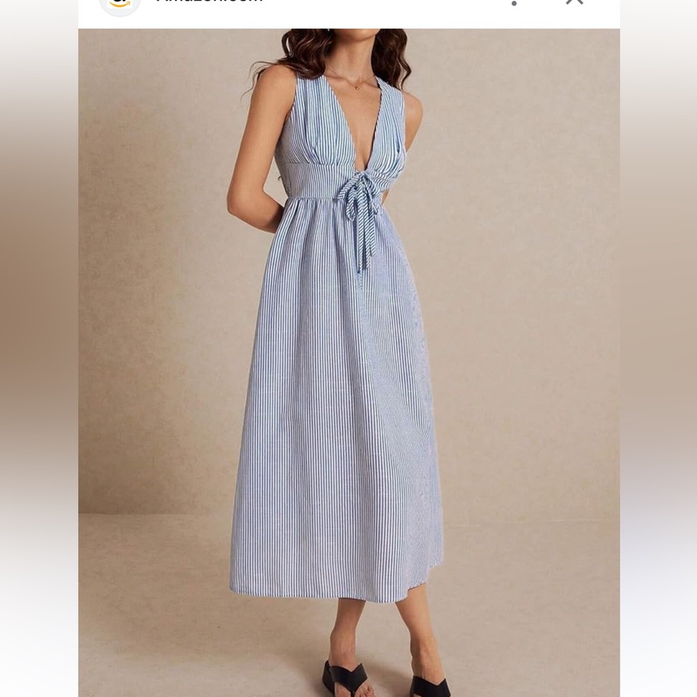Forever 21 Blue Gray Smocked A-Line Midi Skirt
